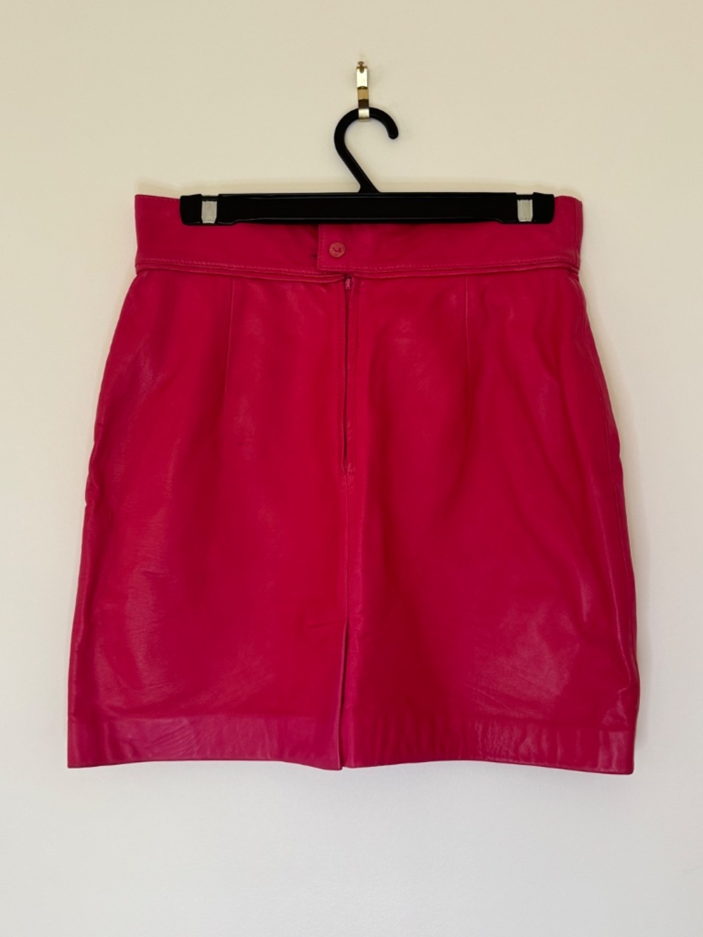 Vintage Neto Hot Pink Leather Pleated Mini Skirt - Picture 3 of 8